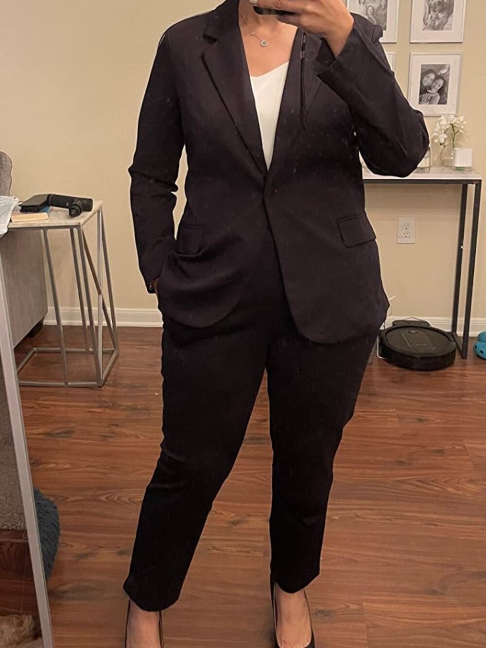 Marycrafts Black Two-Piece Pant Suit Set, Size 12, Blazer & Pants